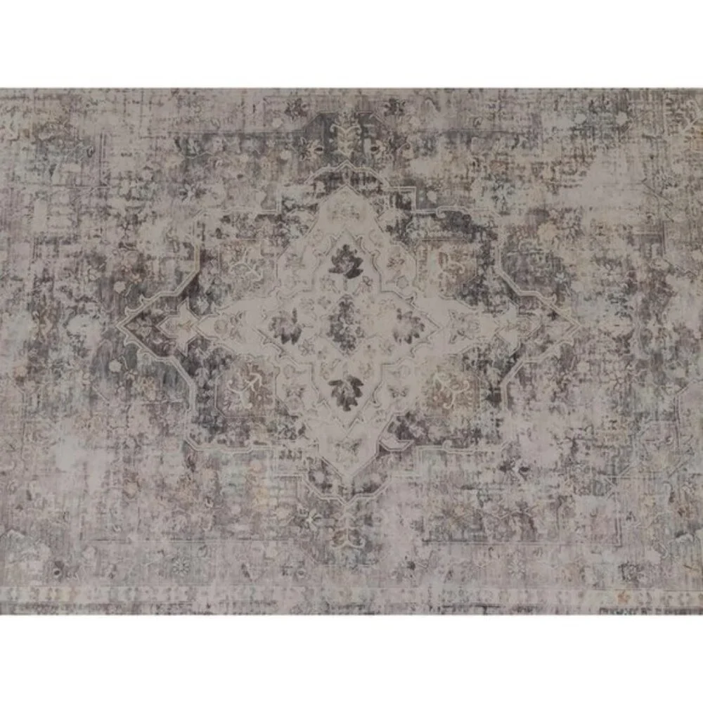 New 5x7 Gray Vintage Area Rug, Washable Non-Slip Floral Carpet for Indoor Use